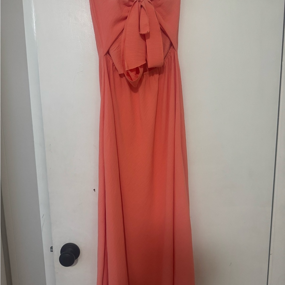 See You Monday Strapless Coral Dress